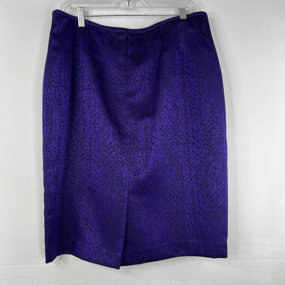 KASPER Polyester Skirt Suit Size 12 Purple Black Shawl Collar Feminine Lined 2PC - Picture 9 of 10